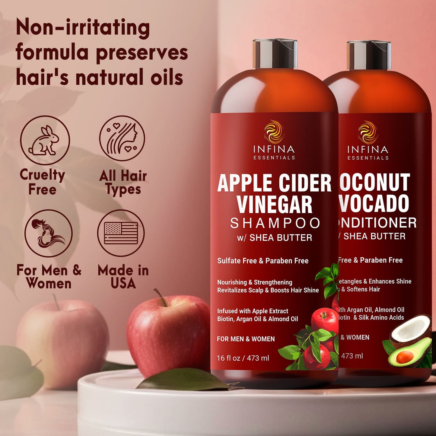 Apple Cider Vinegar Shampoo and Conditioner (16 fl oz)