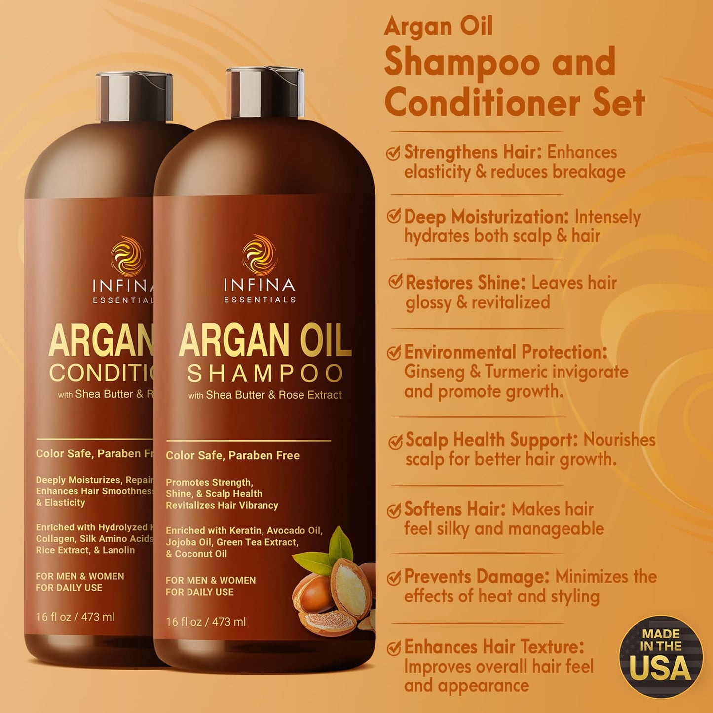 Argan Oil Shampoo and Conditioner Set (16 fl oz)