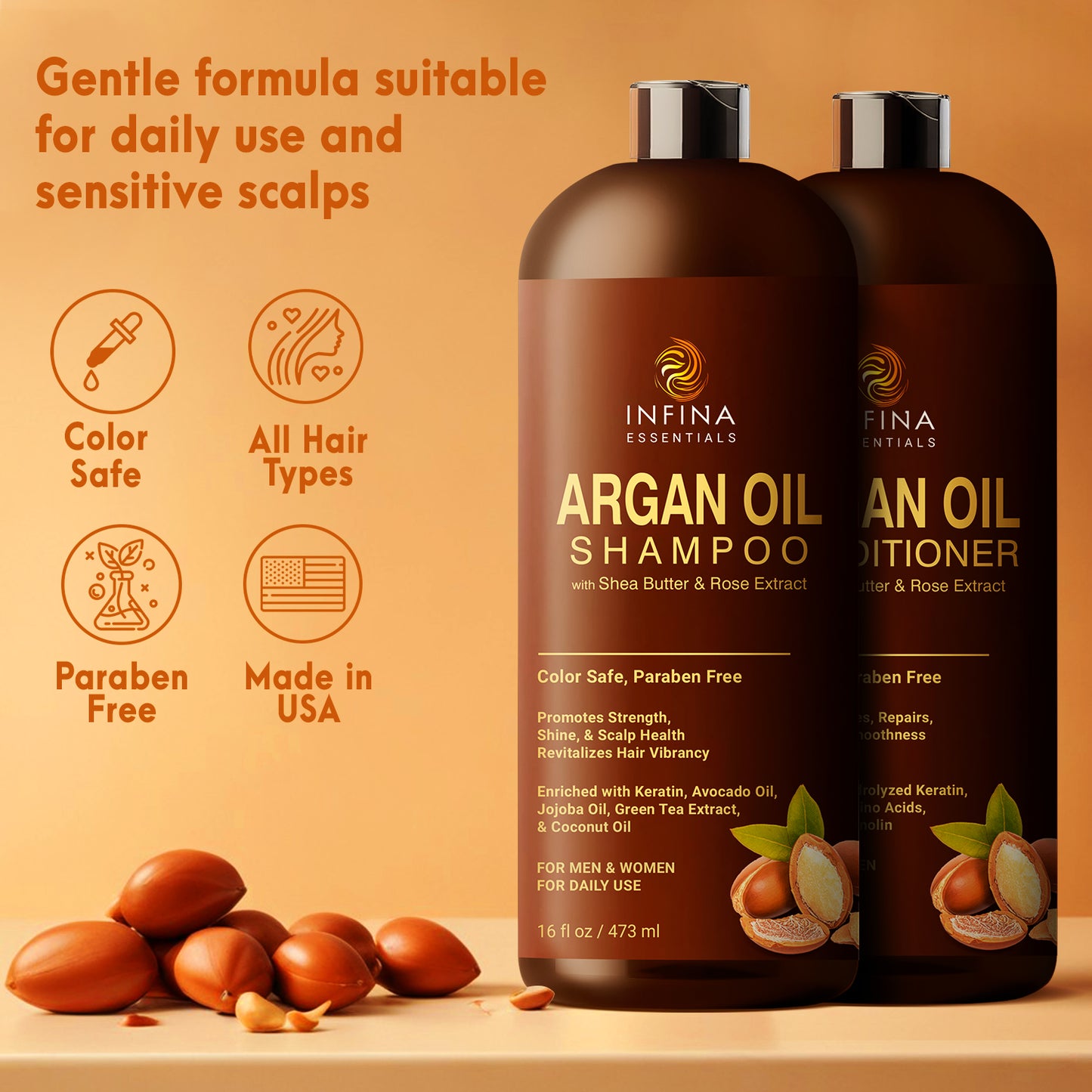 Argan Oil Shampoo and Conditioner Set (16 fl oz)