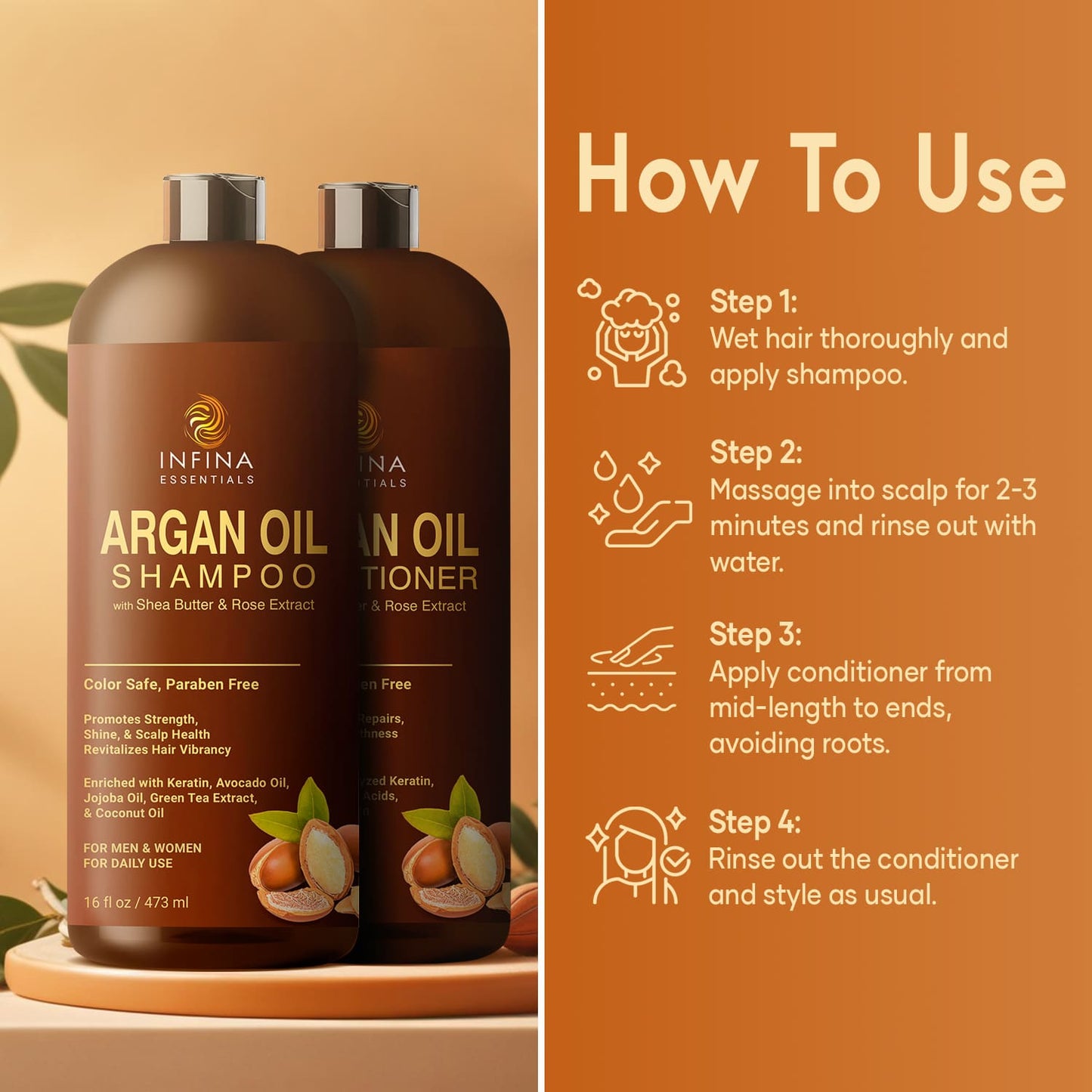 Argan Oil Shampoo and Conditioner Set (16 fl oz)