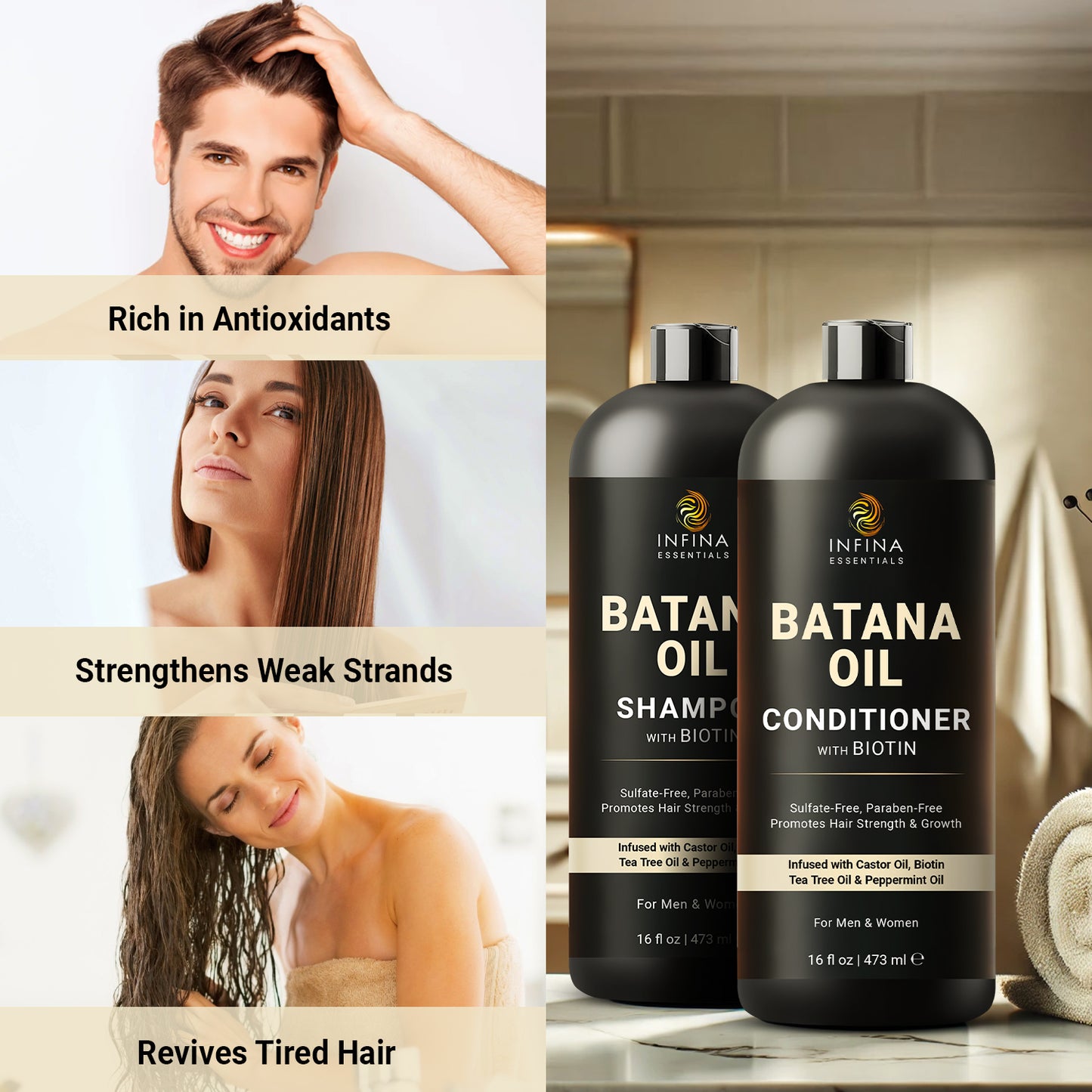 Batana Oil Shampoo and Conditioner Set (16 floz)