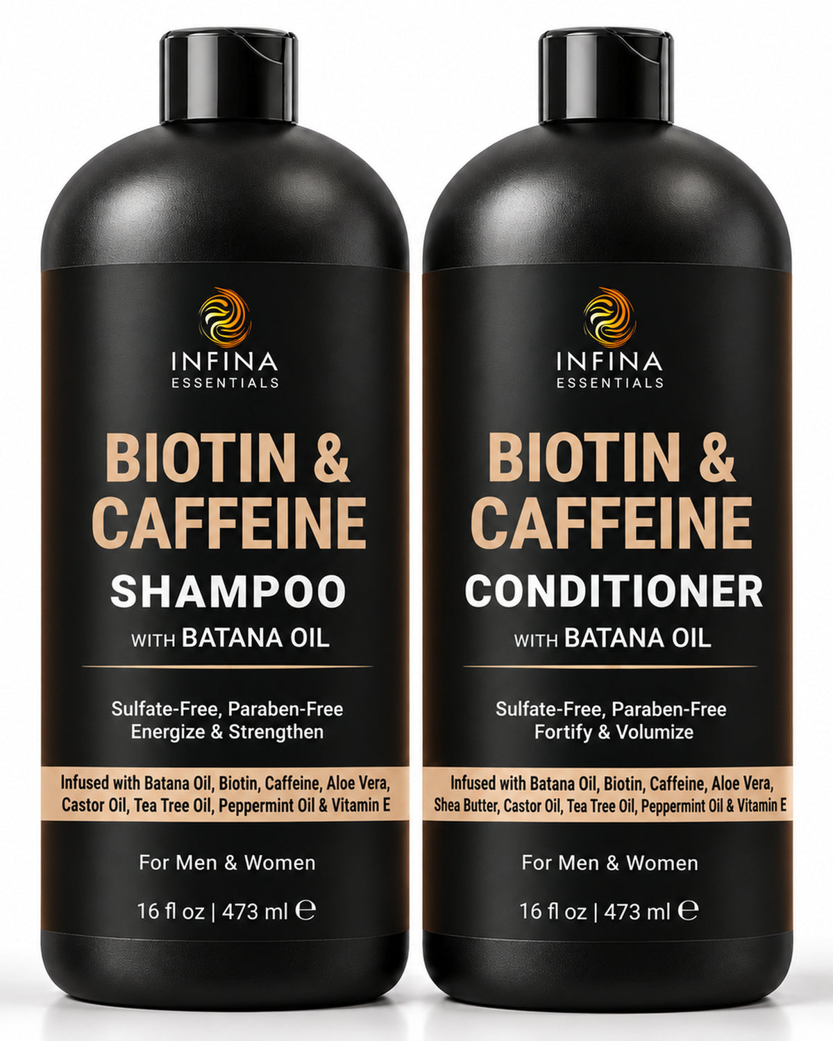 Biotin & Caffeine Shampoo & Conditioner Set with Batana Oil (16 floz)