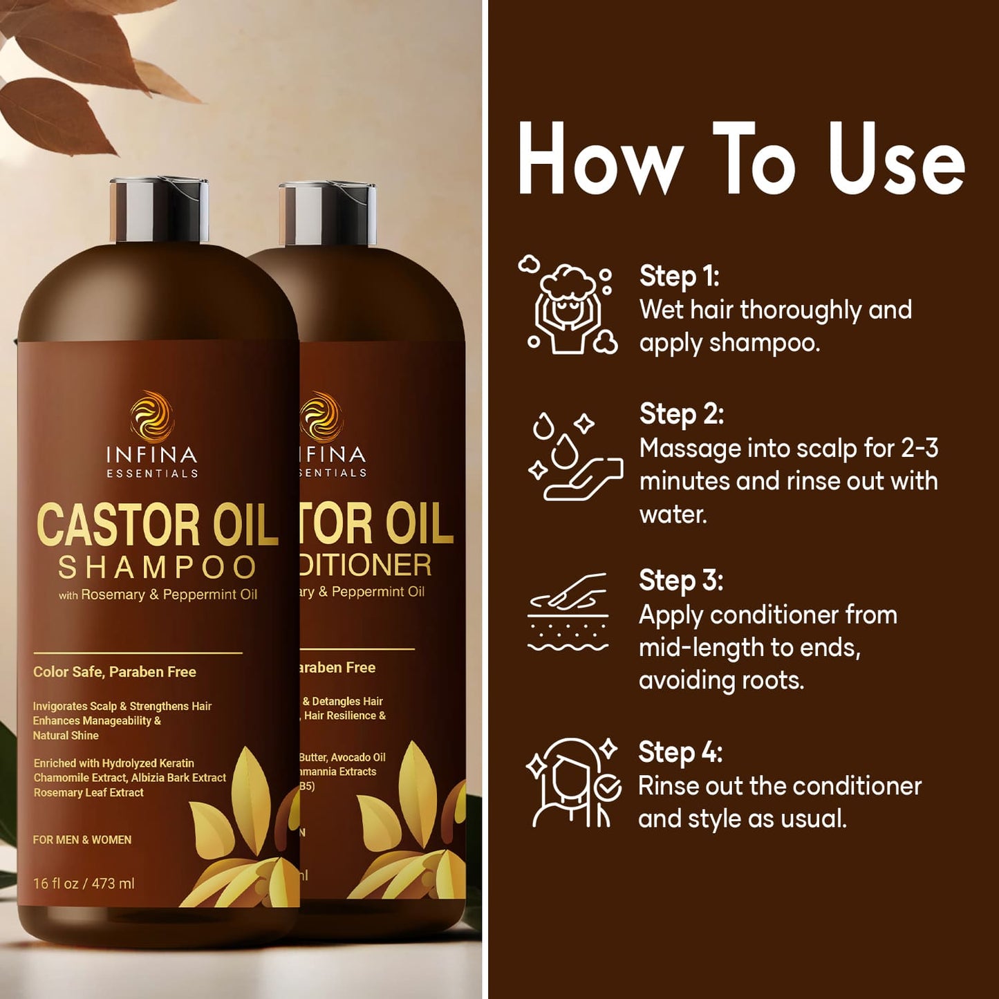 Castor Oil Shampoo and Conditioner (16 fl oz)