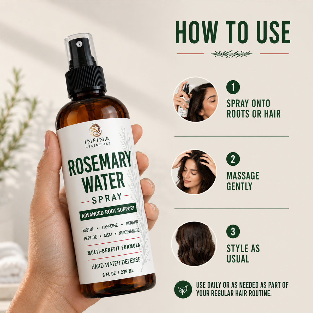Rosemary Water Hair Spray (8floz)
