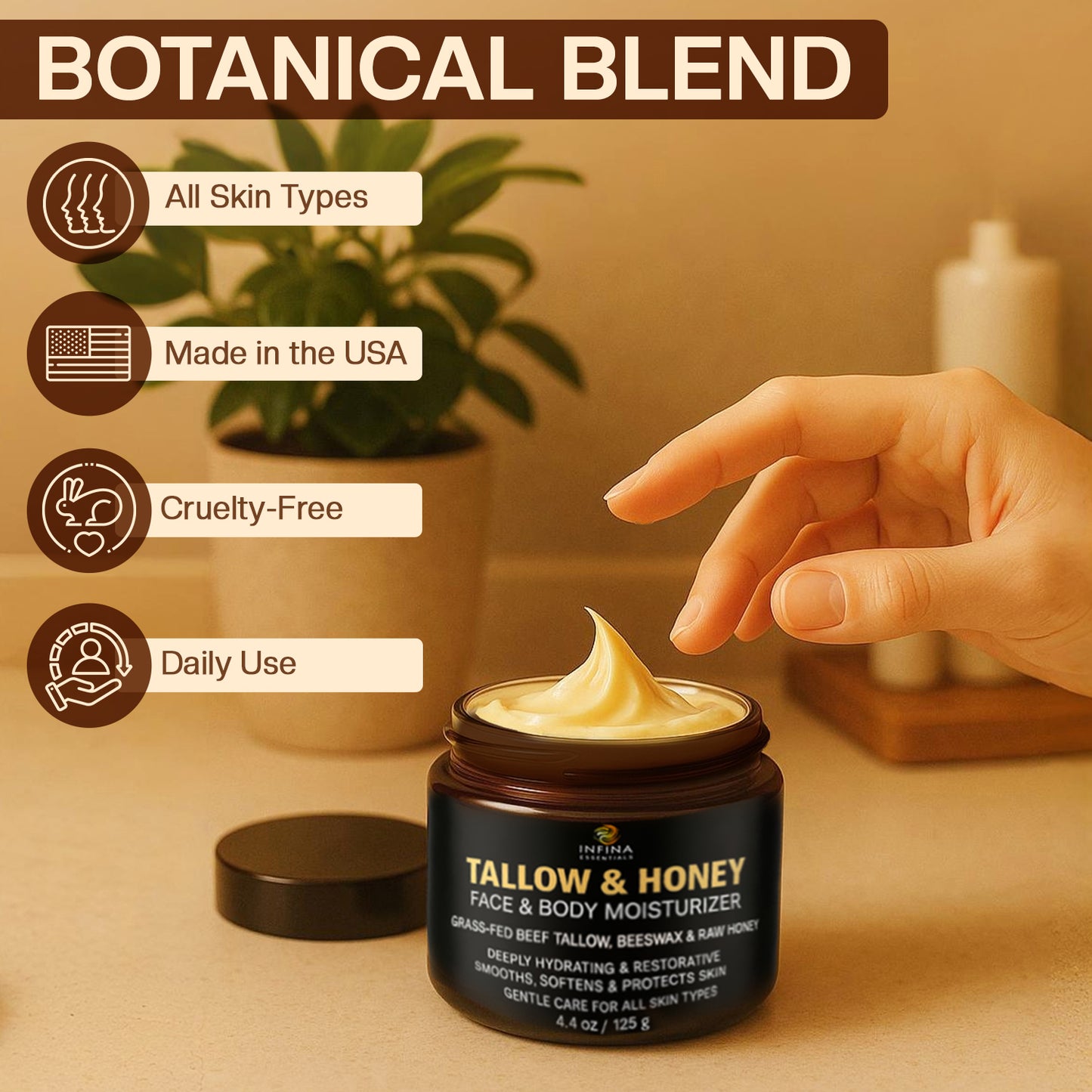 Tallow and Honey Face and Body Moisturizer (4.4floz )