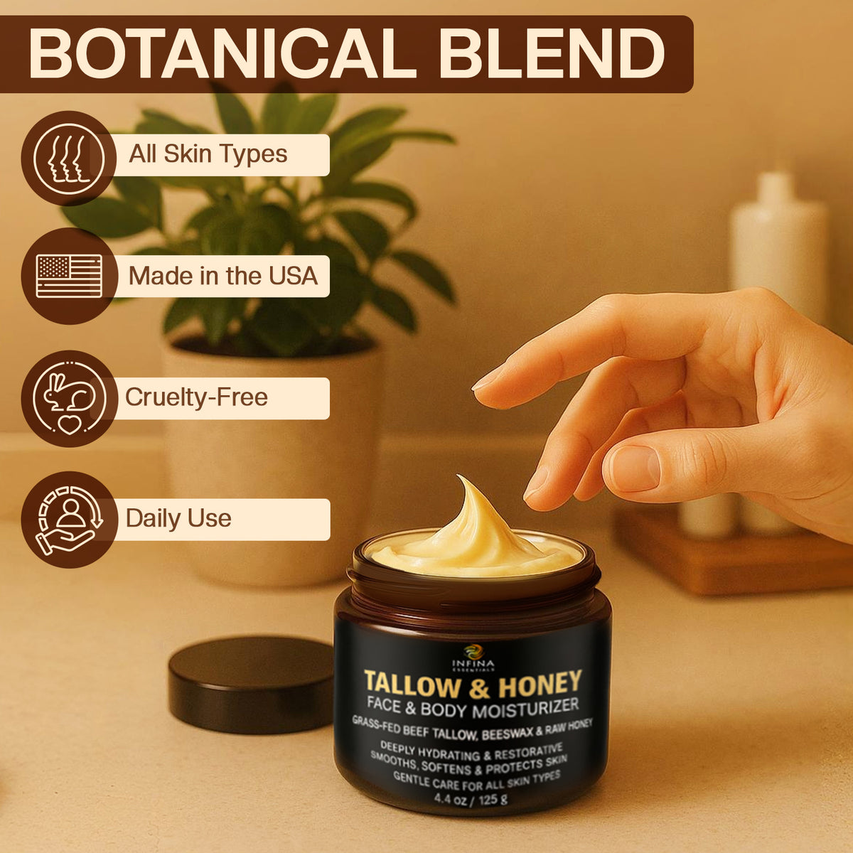 Tallow and Honey Face and Body Moisturizer (4.4floz )