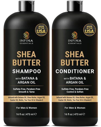 Shea Butter Shampoo and Conditioner with Batana and Argan Oil (16 floz)