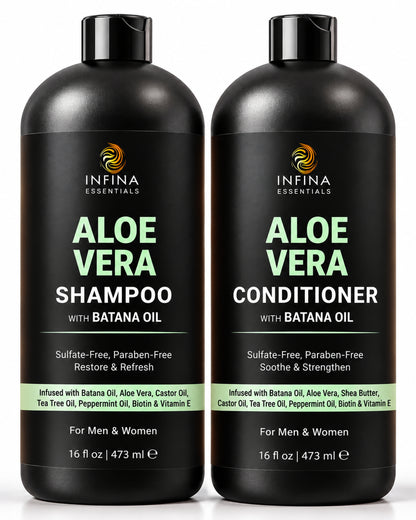 Aloe Vera Shampoo & Conditioner with Batana Oil (16 floz)