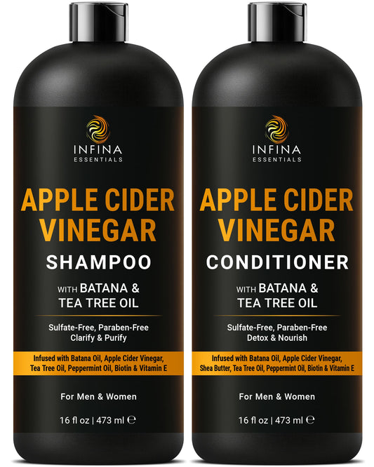 Apple Cider Vinegar Shampoo & Conditioner with Batana & Tea Tree Oil (16 floz)