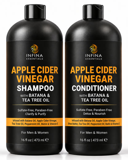 Apple Cider Vinegar Shampoo & Conditioner with Batana & Tea Tree Oil (16 floz)