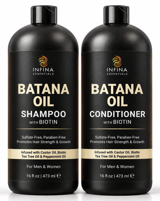INFINA ESSENTIALS Batana Shampoo and Conditioner Set Duo