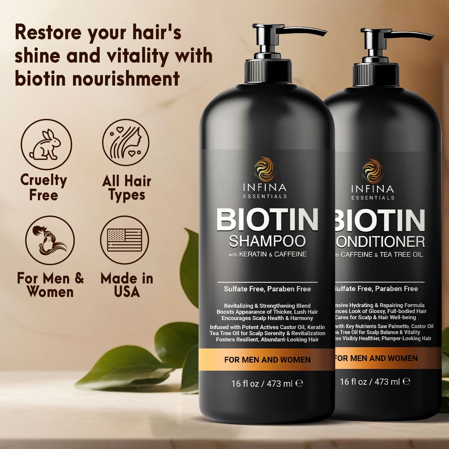 Biotin Shampoo and Conditioner (16 fl oz)