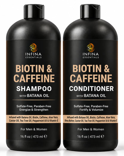 Biotin & Caffeine Shampoo & Conditioner Set with Batana Oil (16 floz)