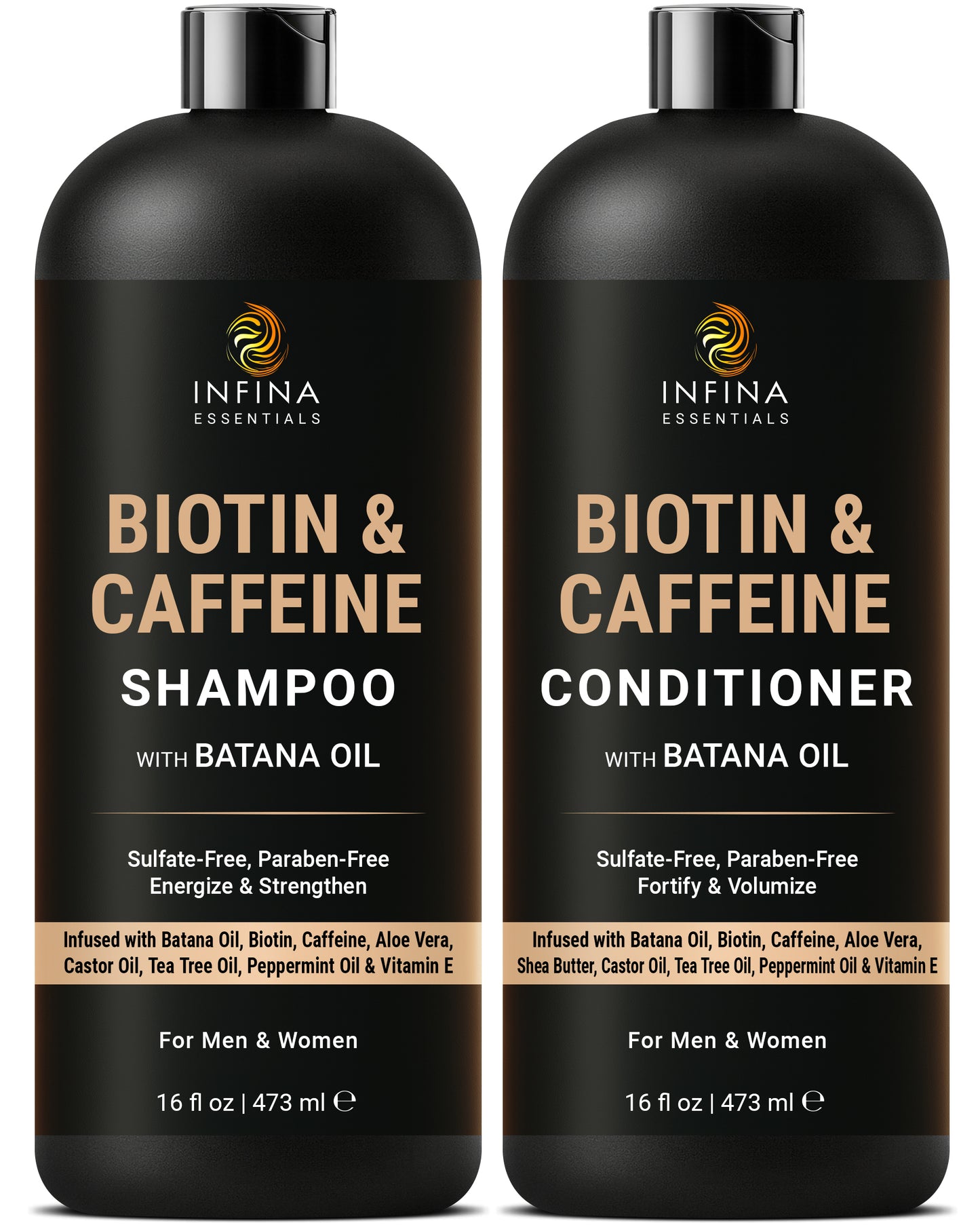 Biotin & Caffeine Shampoo & Conditioner Set with Batana Oil (16 floz)