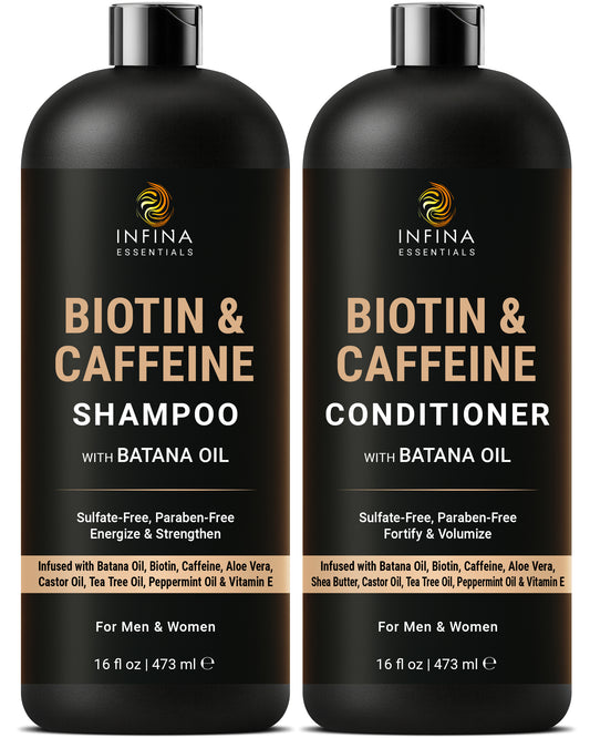 Biotin & Caffeine Shampoo & Conditioner Set with Batana Oil (16 floz)