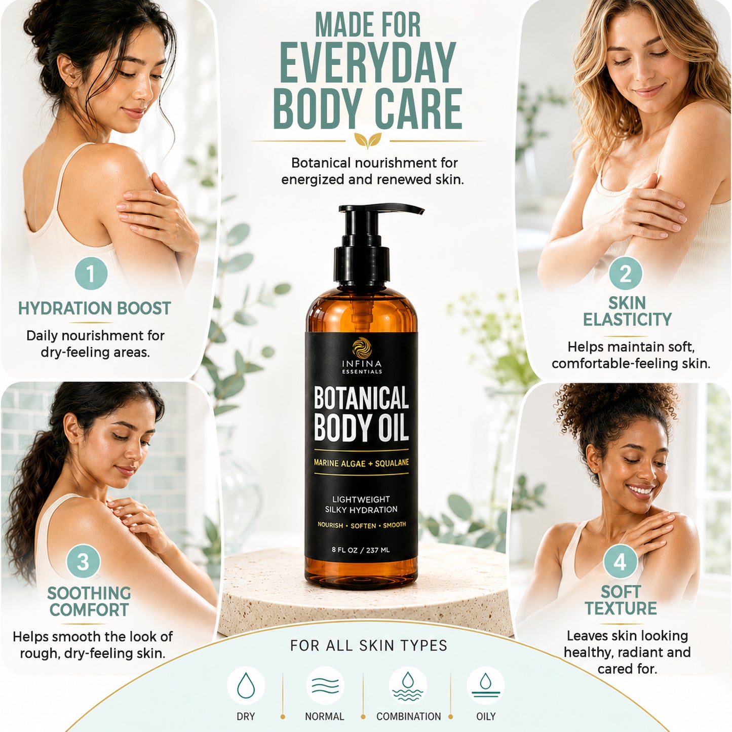 Botanical Body Oil for Dry Skin (8floz)