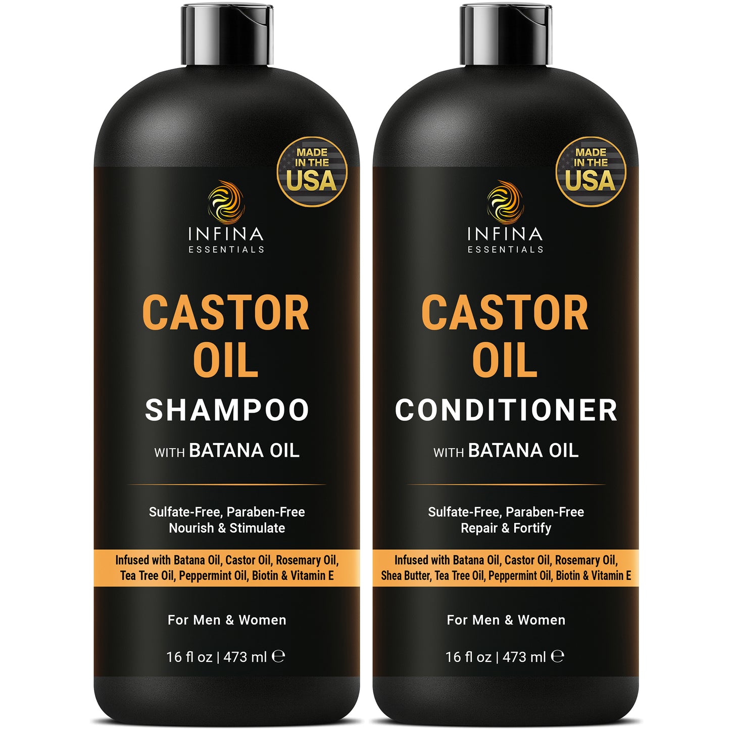 Castor Oil Shampoo and Conditioner Set with Batana Oil (16 floz)