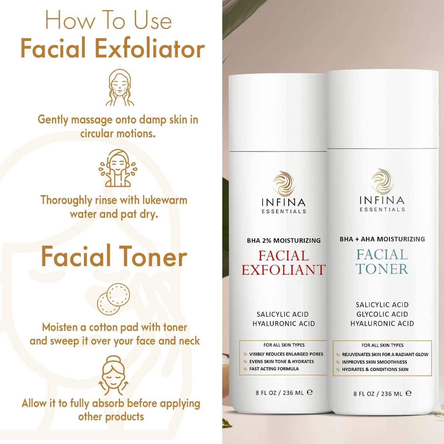 Face Exfoliator & Toner for Face - Revitalizing Facial Toner & Pore Reducing BHA Liquid Exfoliant