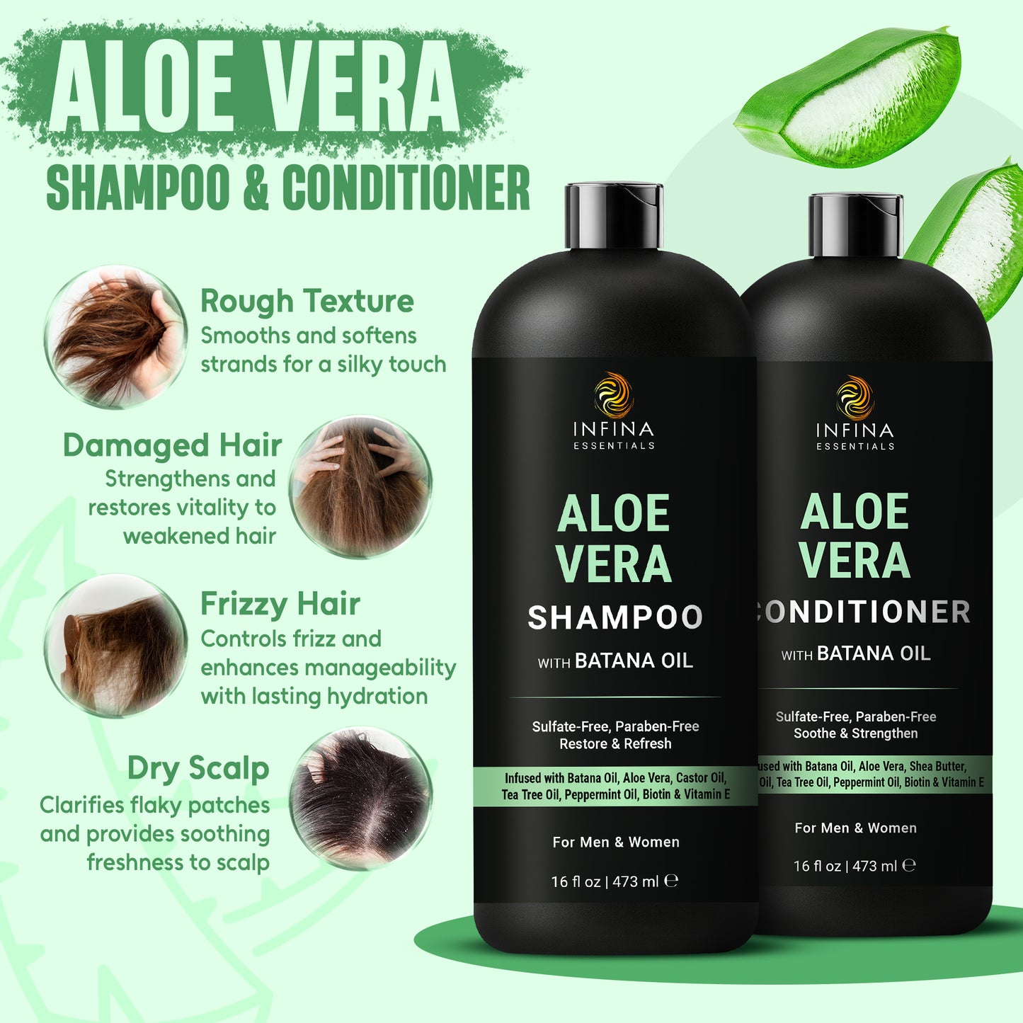 Aloe Vera Shampoo & Conditioner with Batana Oil (16 floz)