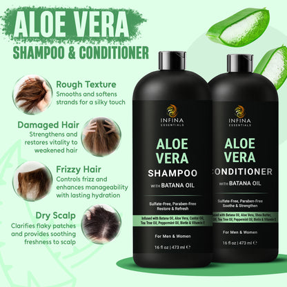 Aloe Vera Shampoo & Conditioner with Batana Oil (16 floz)