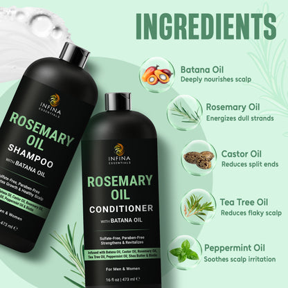 Rosemary Oil Shampoo and Conditioner with Batana Oil (16 floz)