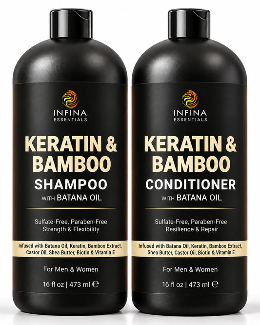 Keratin & Bamboo Shampoo and Conditioner with Batana Oil (16 floz)