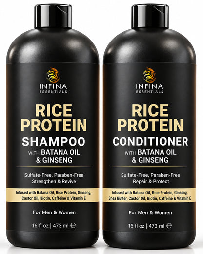 Rice Protein Shampoo and Conditioner Set with Batana