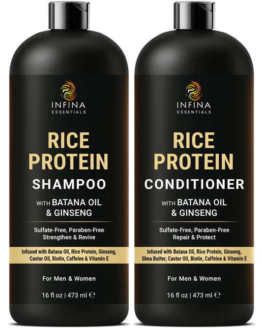Rice Protein Shampoo and Conditioner  with Batana Oil & Ginseng (16 floz)