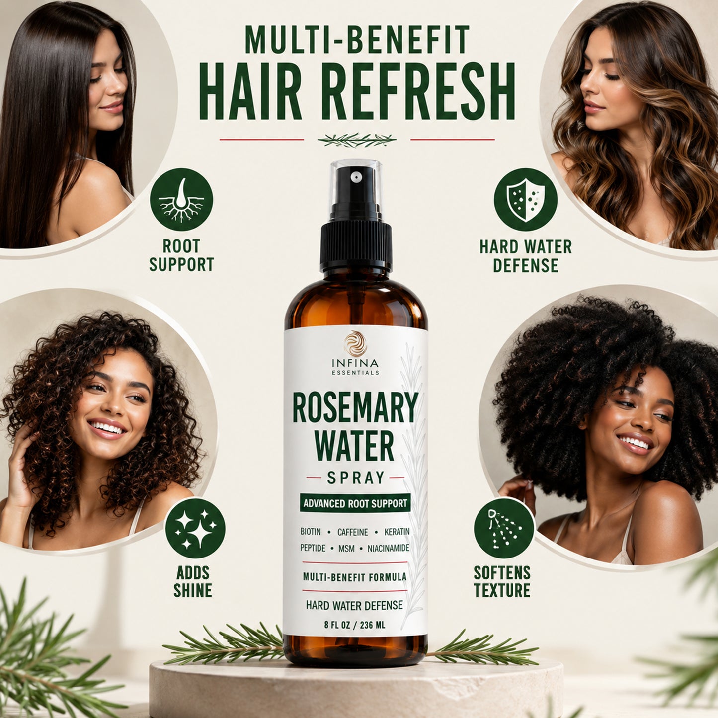 Rosemary Water Hair Spray (8floz)