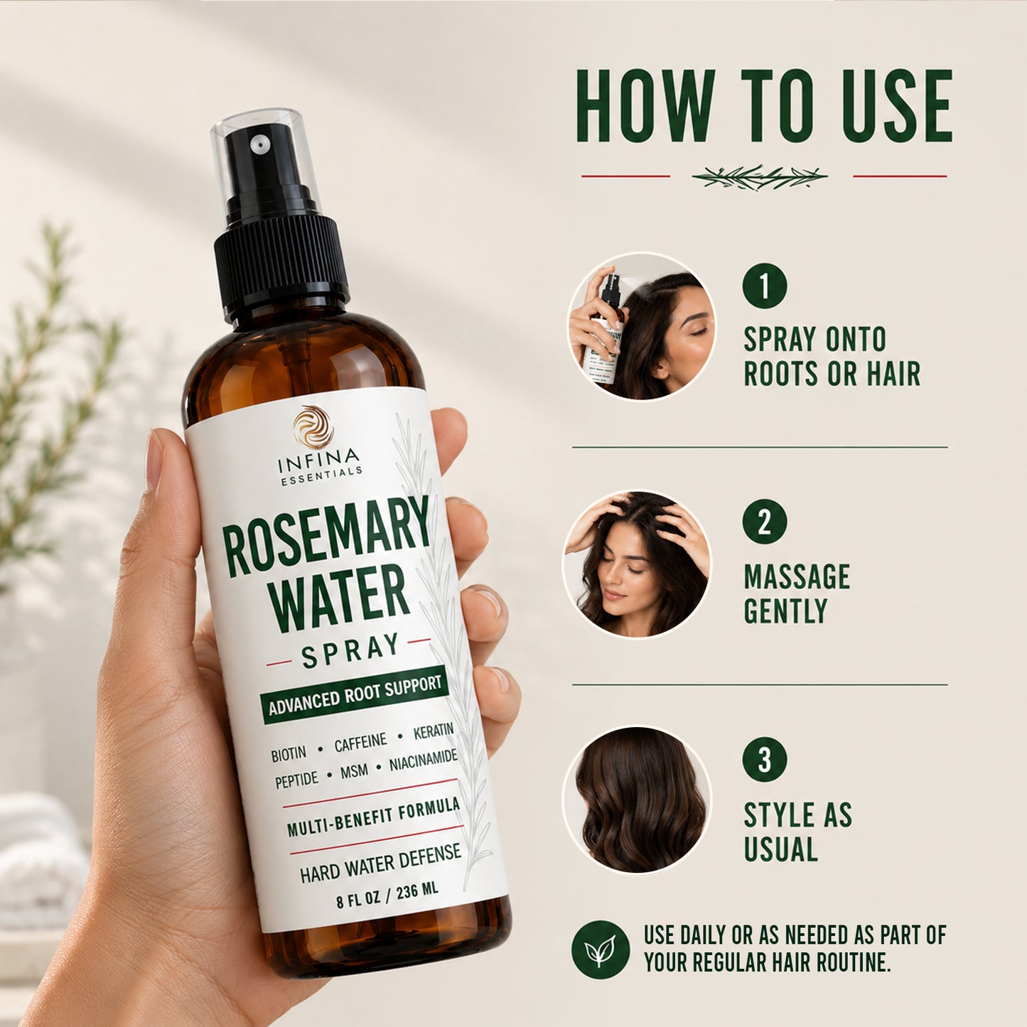 Rosemary Water Hair Spray (8floz)