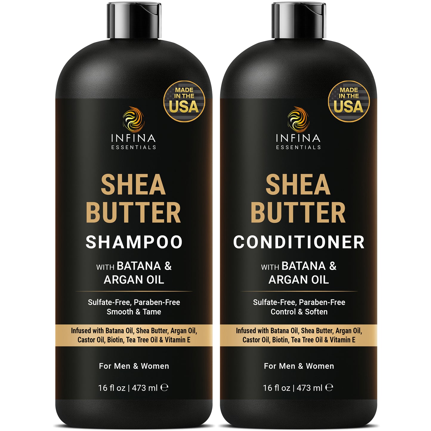 Shea Butter Shampoo and Conditioner with Batana and Argan Oil (16 floz)