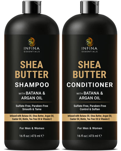 Shea Butter Shampoo and Conditioner with Batana and Argan Oil (16 floz)