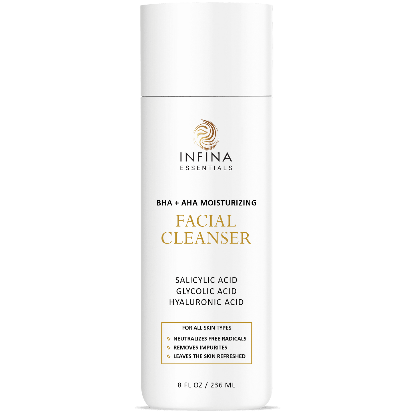 Hydrating Facial Cleanser, 8 fl oz - Cleanser with Hyaluronic Acid & Antioxidants - for All Skin Types